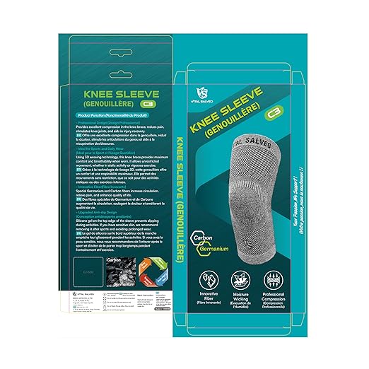 VITAL SALVEO-Compression Recovery Knee Sleeve/brace C3-COMFORT, Pain Relief, Protects Joint - Ideal for Sports and Daily Wear(1 Pair)/M
