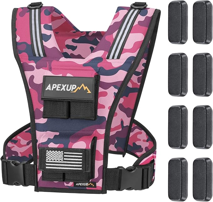 APEXUP Adjustable Weighted Vest Men 20lbs/30lbs/40lbs Weights with Reflective Stripe, Weight Vest Woman Workout Vest for Strength Training Running Walking