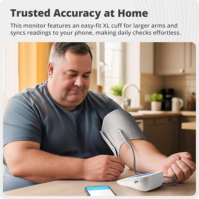 Greater Goods Bluetooth Blood Pressure Monitor with Extra-Large Cuff (15.7"–20.5") – Automatic Digital Upper Arm BP Monitor for Large Arms, Easy-to-Read Backlit Display, Complete Home Kit
