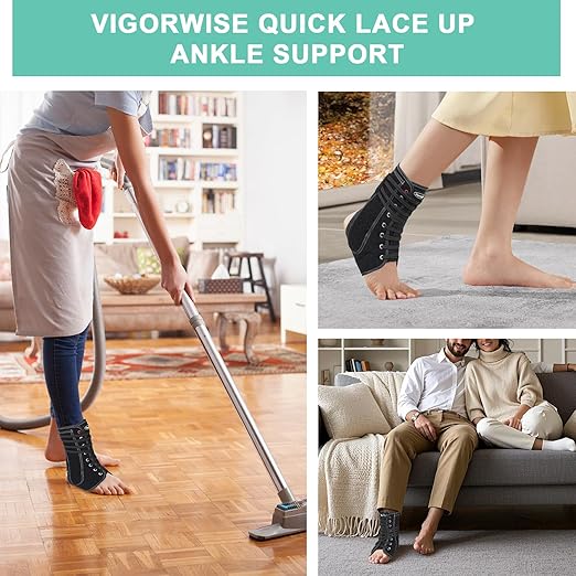 Lace up Ankle Brace for Women Men, Quick Adjustment Ankle Brace with Metal and Plastic Side Stabilizers, 1Pcs Foot Support for Sprained Left Right, M