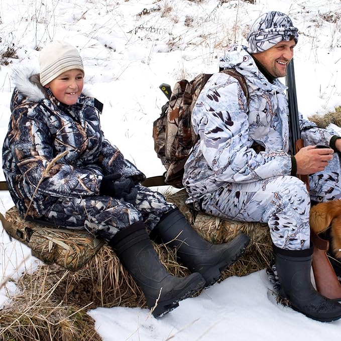 Barydat 2 Pack Heated Hunting Seat Cushion Warm Waterproof Reed Camouflage Portable Pad 16 x 14 x 3.5 Inch for Outdoor Tree Ladder Stand Ice Fishing Hiking Camping Sporting Events (Without Battery)