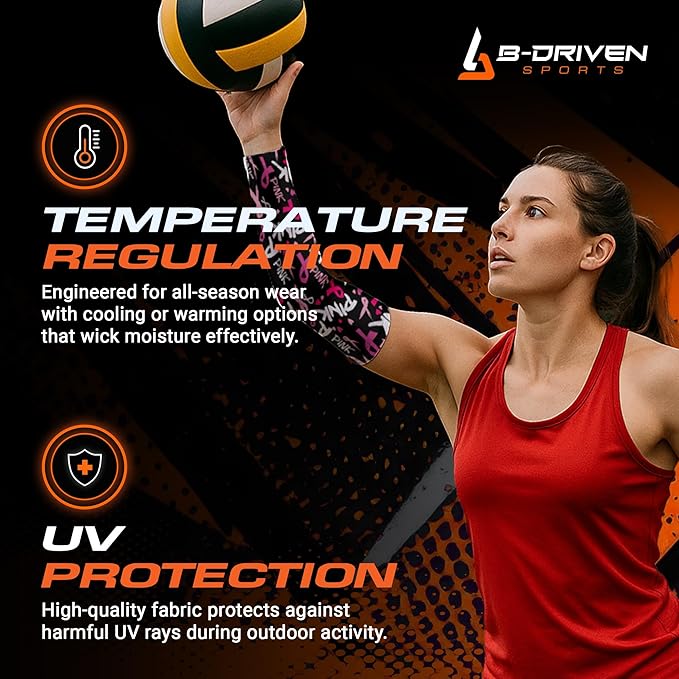 B-Driven Sports Sleeve Pro-Fit - Compression Arm Sleeve for Men & Women - Basketball & Volleyball Arm Sleeve - Single