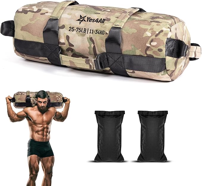 Yes4All Sandbags for Working Out, Adjustable Sand Bags for Weight Training with Handles, Multiple Colors & Sizes 5-200lbs