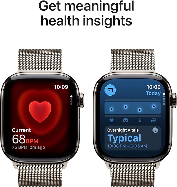 Apple Watch Series 11 [GPS + Cellular 42mm] Smartwatch with Natural Titanium Case with Natural Milanese Loop. Sleep Score, Fitness Tracker, Health Monitoring with AppleCare+ (2 Years)
