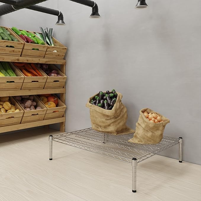 30''W x 36''L x 8''H Chrome Plated Wire Dunnage Rack | Off The Floor Storage