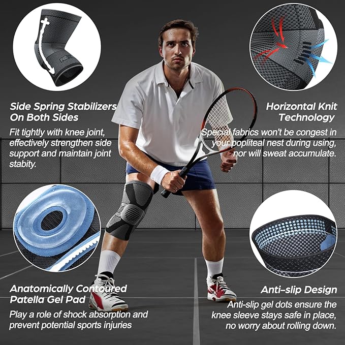 NEENCA Professional Knee Brace for Pain Relief, Medical Knee Compression Sleeve, Knee Support with Horizontal Knit Tech for Meniscus Tear, ACL, Arthritis, Joint Pain, Runner, Workout