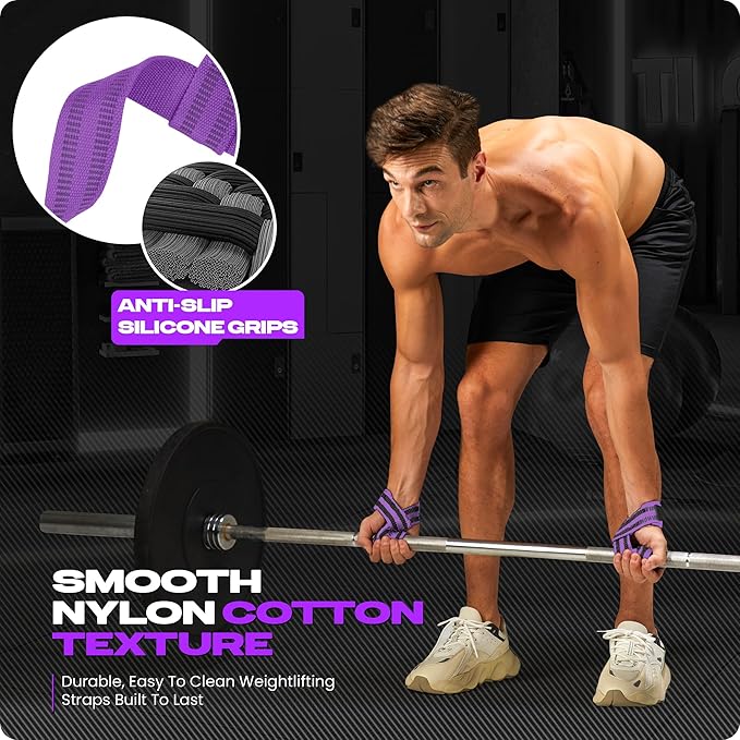 Special Essentials 2 Pack of Wrist Straps for Weightlifting - Two-Sided Anti Slip Silicone Grip & Padded Neoprene - Durable Gym Lifting Straps for Men and Women for Bodybuilding & Powerlifting