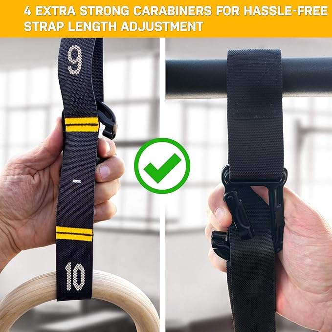 Double Circle Wood Gymnastics Rings with Quick Adjust Numbered Straps and Exercise Videos Guide - Full Body Workout Rings, Calisthenics, Home Gym (Multi-Size)