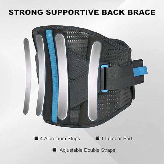 Back Brace For Lower Back Pain With Lumbar Pad，Back Support Brace For Men And Women With Dual Adjustable Straps，Back Brace For Lifting At Work For Herniated Disc, Sciatica, Scoliosis(2XL Fits 37.5"-47")