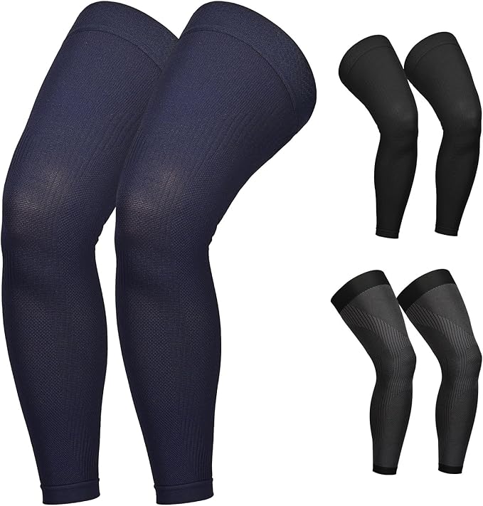 KEKING Full Leg Compression Sleeves, Unisex, Thigh High Compression Stocking 20-30mmHg Graduated Support for Thigh Calf Knee, Running, Basketball, Reduce Varicose Veins and Swelling, Navy Blue M