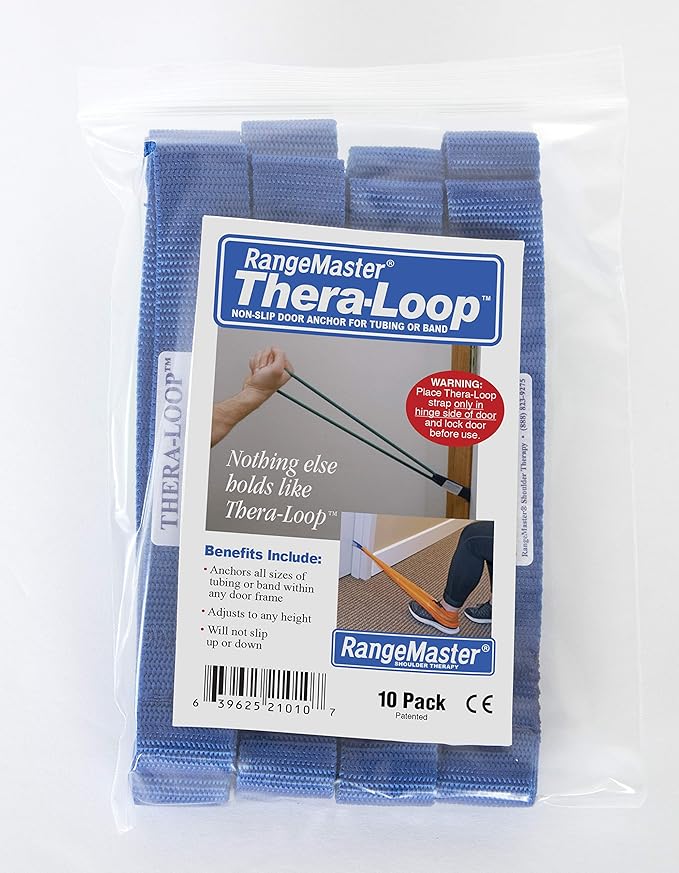 RangeMaster TheraLoop Door Anchors │ Non-Slip │ Complements Exercise Bands or Tubes │ Great for Exercising or Strengthening Activities│10 Pack, Blue