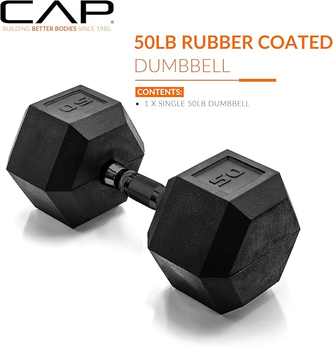 CAP Barbell Coated Hex Dumbbell Weight - Single | 10-120 lbs | Multiple Options