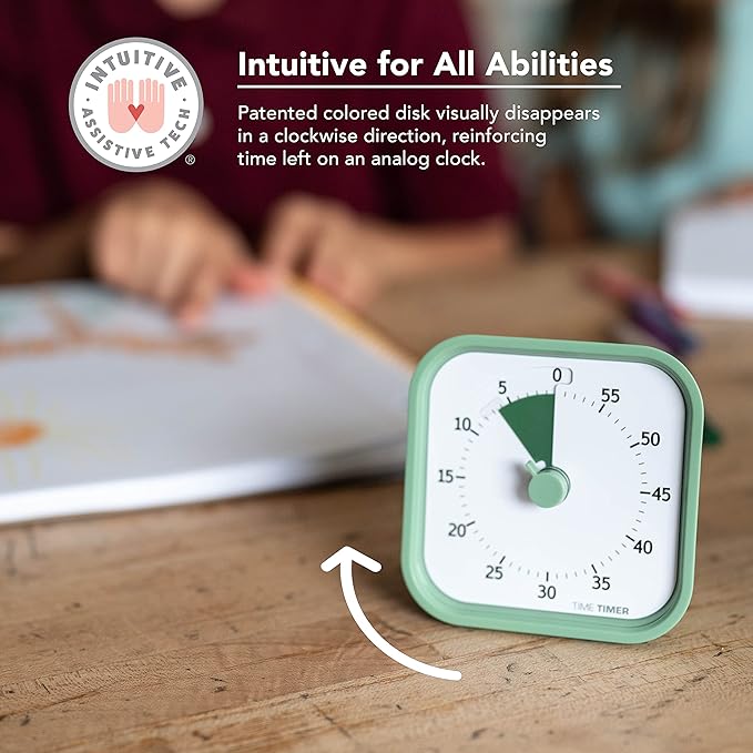 TIME TIMER Home MOD – 60-Minute Visual Timer, Home Edition, Silent Operation, for Homeschool Supplies, Study, Office & Meetings (Fern Green)