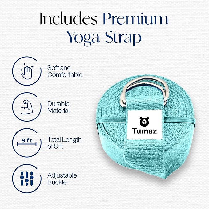 Tumaz Non-Slip Yoga Blocks 2-Pack - High Density/Lightweight EVA Foam & Natural Cork for Stability, Premium Set with E-Book Included