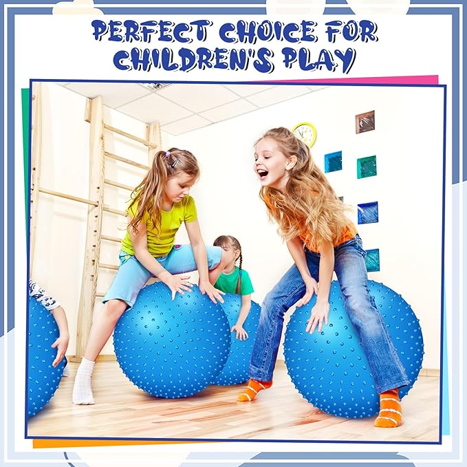 Large Sensory Massage Ball Bouncy Exercise Ball with Tactile Spikes 22 inch Big Inflatable Balls with Air Pump for Girls Boys Outdoor Indoor Pool Beach
