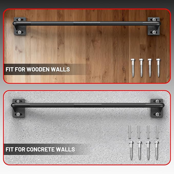 PAPABABE Wall Mounted Pull Up Bar, Chin Up Bar, Strength Training Pull-Up Bars Chin Up Bars for Home Gym