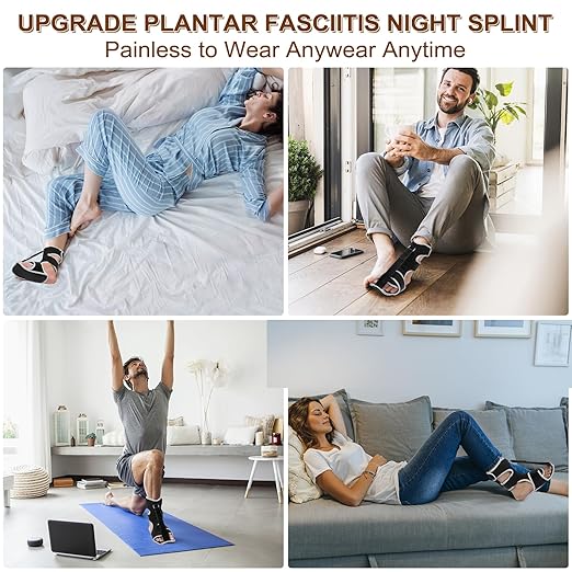 Plantar Fasciitis Night Splint - Upgraded Plantar Fasciitis Relief Braces For Women Men Day Night - Ankle Brace Arch Support Achilles Tendonitis Relief Foot Drop Heel Pain Relief - Breathable