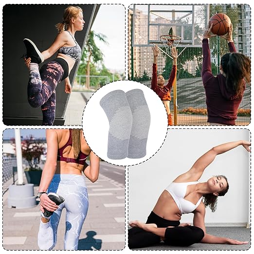Bamboo Knee Sleeve, Breathable Compress Bamboo Knee Sleeves Elastic Warm Knees Brace Relieve Knees Pain Leg Sleeves for Women Men Running Volleyball Gym Weightlifting(Large)