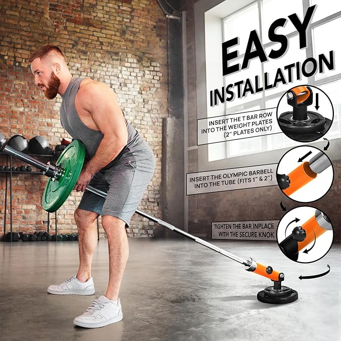 Yes4All T-Bar Row Plate Post Insert Landmine Attachment – Fit 1" & 2” Olympic Bars – Full 360° Swivel & Easy to Install