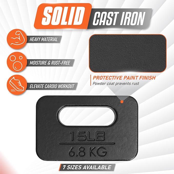 Yes4All Cast Iron Rucking Weight for Backpack, Training Weight Plate with Ergonomic Rounded Handle, Protective Glossy Finish for Weighted Walking, Hiking, Rucking, Resistance Workout, 10 LB