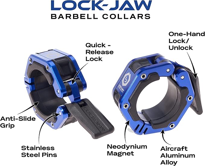 Lock-Jaw Flex Quick Release Aluminum Barbell Collar with Magnet (Grey)
