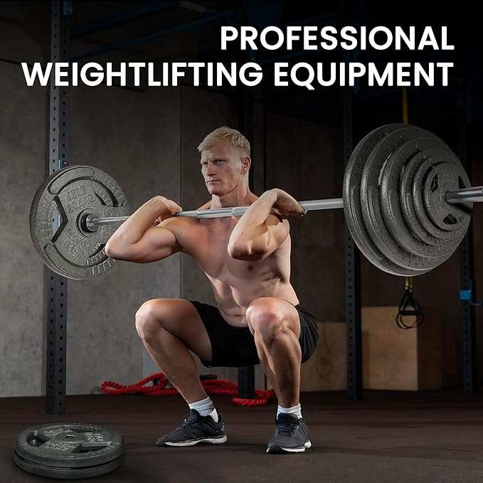 Fitvids 2 Inch Olympic Barbell Bar, 5/6/7 Feet Bar with Collar for Home Gym Strength Training, weight lifting, Bench Press, 700 LB Capacity