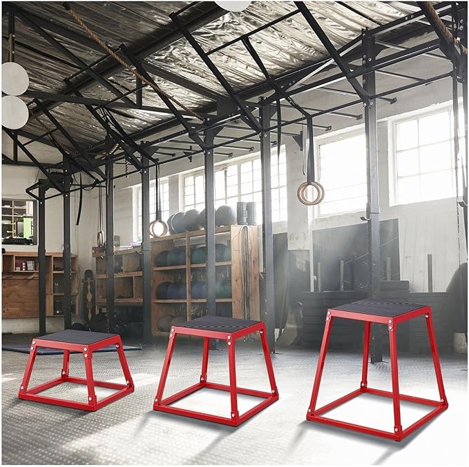 Plyometric Jump Boxes 12/18/24 Inch, 3-Piece Set - Anti-Slip Fitness Platform for Home Gym, Strength & Agility Training, Step Up Exercise Box