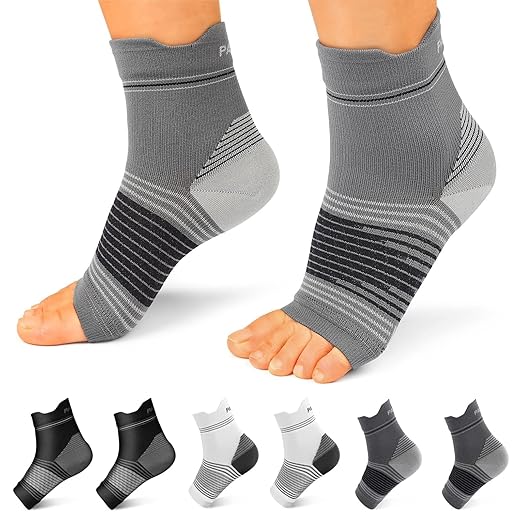 6 Pairs Plantar Fasciitis Socks for Men & Women, Ankle Brace Compression Socks with Arch Support for Achilles Tendonitis, Heel Pain, Swelling & Arthritis Relief, Black, Gray, White, Large