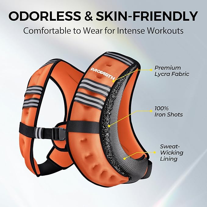 PACEARTH Weighted Vest,6lb/8lb/10lb/12lb/16lb/20lb/25lb/30lb Weight Vest with Reflective Stripe, Body Weight Vests for Women, Men, Weight Loss Workout, Strength Training, Running, Walking, Jogging