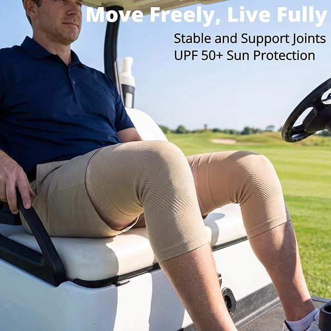 Knee Compression Sleeves, 1 Pair, Can Be Worn Under Pants, 20-30mmHg Strong Support Knee Brace for Unisex, Knee Support for Meniscus Tear, Arthritis, Pain Relief, Injury Recovery, Daily Wear,Beige 3XL