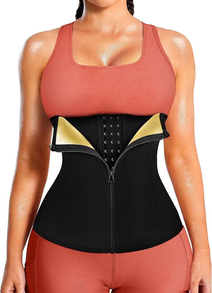 LEINIDINA Womens Waist Trainer Corset with Zipper Sweat Waist Trimmer for Women Workout Belt Corset Shapewear