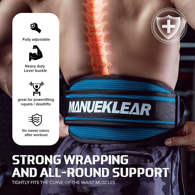 Weight Lifting Belt, Lifting Belts for Women Men,MANUEKLEAR Weightlifting Belt Quick Locking Back Support for Bodybuilding, Fitness, Powerlifting, Cross Training, Squats, Workout, Exercise