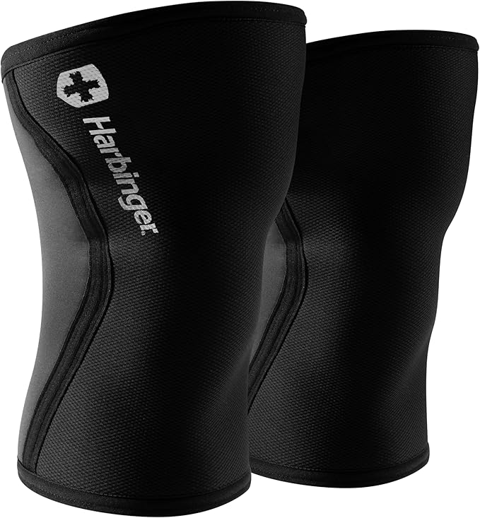 Harbinger Knee Sleeves 5mm Thick Neoprene | Compression for Weightlifting, Cross Training, Powerlifting, Squats | Support & Warmth | Pair