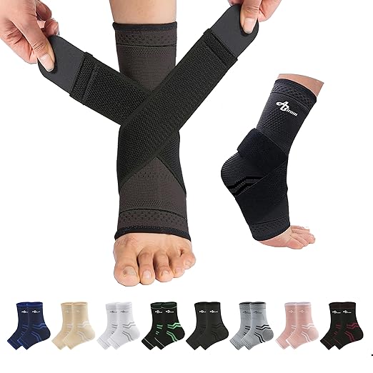 ABIRAM Ankle Brace for Men & Women - Adjustable Compression Sleeve with Wrap, Ion-Matrix Support for Sprained Ankle, Plantar Fasciitis, Achilles Tendonitis Relief - Breathable Gear for Running, Sports