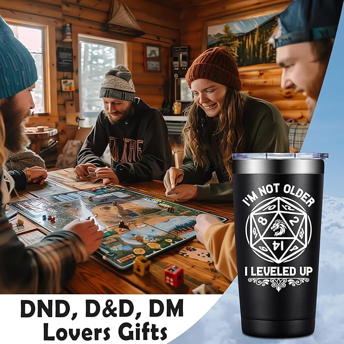 Dungeons Dragons Gifts for Men, Women - DND, D&D, DM Lovers Gifts - Dungeon Master Gift - I'm Not Older I Leveled Up Tumbler Cup 20 oz