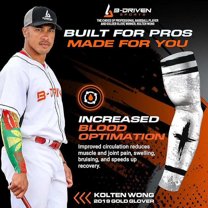 B-Driven Sports Sleeve Pro-Fit - Compression Arm Sleeve for Men & Women - Basketball & Volleyball Arm Sleeve - Single