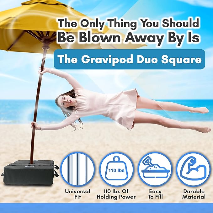 Gravipod Umbrella Base Weight | Outdoor Sand-Fillable Stabilizer for Cantilever, Offset, and Patio Umbrellas | Heavy-Duty Weather-Resistant Fabric