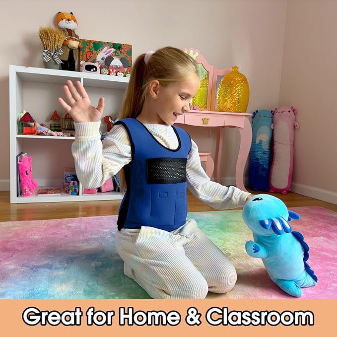 Weighted Vest for Kids with Sensory Needs(Medium, Ages 5-9) - Compression Vest for Children with Autism, SDP, ADHD, ADD, Sensory Overload - Kids Weighted Vest Includes 3lbs Adjustable Weights