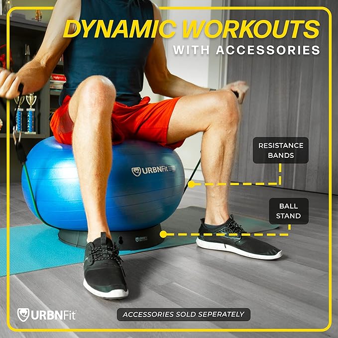 URBNFit Exercise Ball - Yoga Ball for Workout Pregnancy Stability - AntiBurst Swiss Balance Ball w/ Pump - Fitness Ball Chair for Office, Home Gym