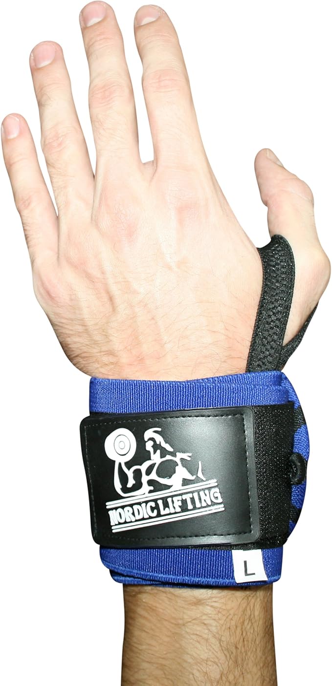 Nordic Lifting Wrist Wraps Super Heavy Duty (1 Pair/2 Wraps) 24" Support for Weight Lifting | Powerlifting | Gym | Cross Training- Weightlifting Thumb Loop - Men & Women