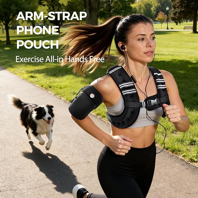 PACEARTH Weighted Vest,6lb/8lb/10lb/12lb/16lb/20lb/25lb/30lb Weight Vest with Reflective Stripe, Body Weight Vests for Women, Men, Weight Loss Workout, Strength Training, Running, Walking, Jogging