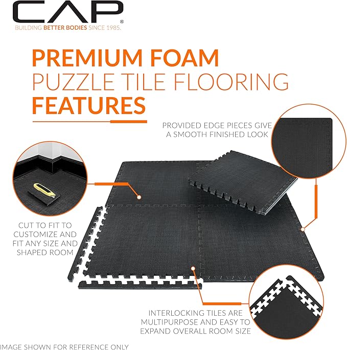 CAP Puzzle Exercise Mats | 1/2” Thick EVA Interlocking Foam Tiles for Home Gym Flooring | Multiple Options