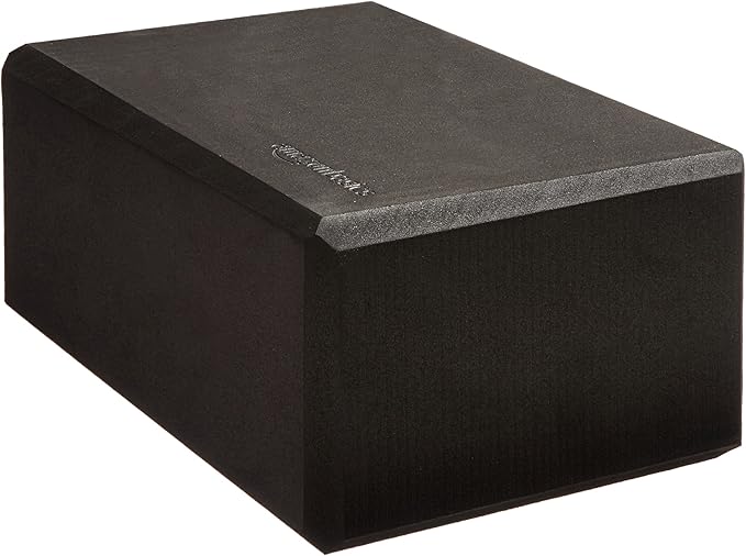 Amazon Basics Non-Slip Yoga Blocks, Set of 2, Deepen Poses, 4" x 9" x 6", Black