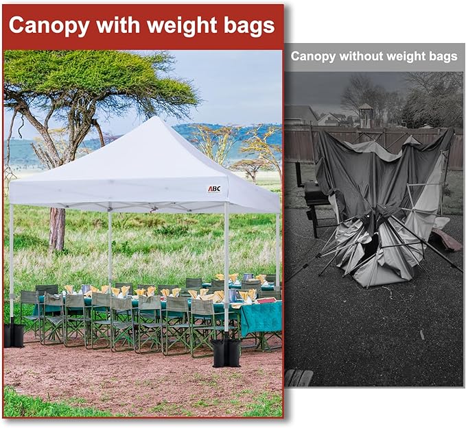 ABCCANOPY Canopy Weights 120 LBS Gazebo Tent Sand Bags,4-Pack Black (Without Sand)