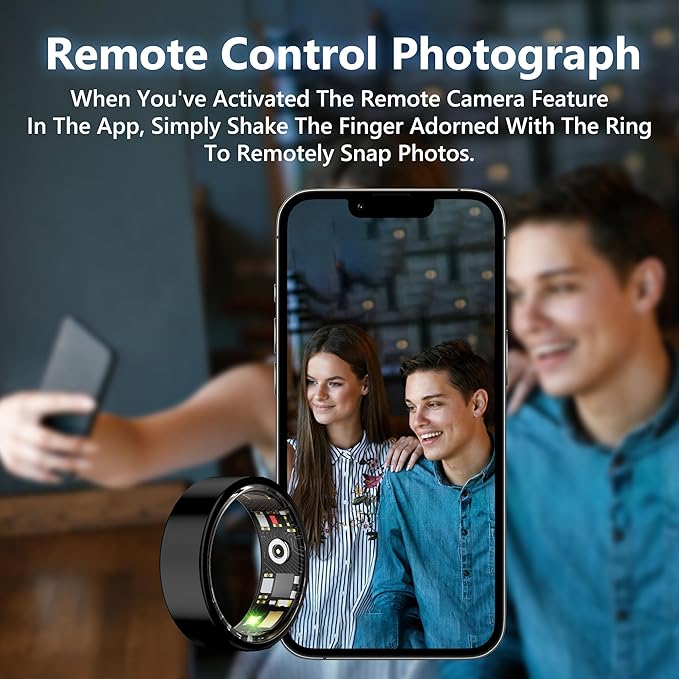 Smart Health Ring for Women Men Fitness Tracker with Heart Rate, Blood Oxygen, Blood Pressure, Sleep Monitoring, Step Counting, IP68 Waterproof for iOS and Android, No APP Fee, Gold 13