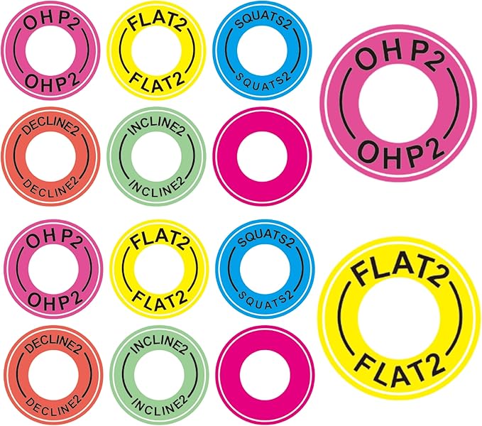 1 Inch Holes 12 Pcs Power Squat Rack Barbell Magnetic Position Markers Reminders Labels for Home & Garage Gyms - Magnets Identifier Rings for Bench Press, Overhead Press (OHP2)