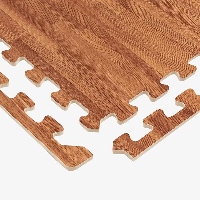 Forest Floor 3/8 Inch Thick Printed Foam Tiles, Premium Wood Grain Interlocking Foam Floor Mats, Anti-Fatigue Flooring – Stylish Flooring Solution