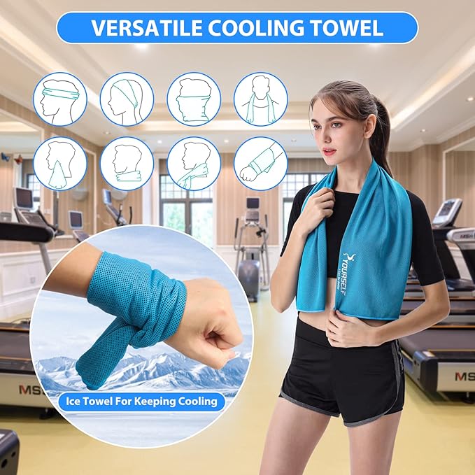 SYOURSELF Cooling Towels for Neck and Face, 4 Pack 40" x 12" Cooling Towel for Hot Weather, Soft Breathable Instant Cool Chilly Pad for Sports Golf Yoga Gym Athletes Camping Ice Towels