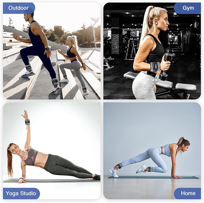 ZELUS 1 Pair Adjustable Ankle Weights, 2 4 6 8 10 lb Modularized Leg Weight Straps for Women Men, Weighted Ankle Weight Set with Removable Sandbags, 1-5 lb per Ankle Strap for Gym Yoga Jogging Walking