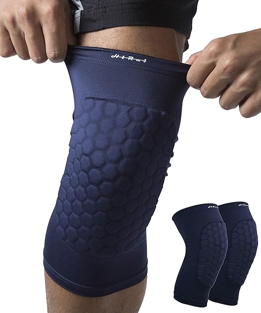 HiRui Knee Pads for Kids Youth Adult, Basketball Baseball Knee Brace Knee Support, Collision Avoidance Kneepad Compression Knee Sleeve for Volleyball Football Cycling Running-1Pair (Navy Blue, XL)